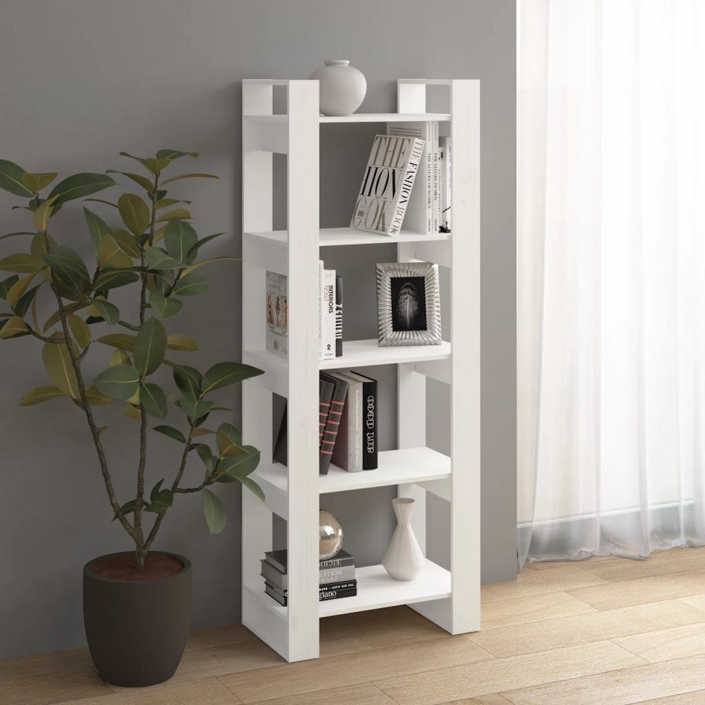 furnicato Bücherregal cm Massivholz Bücherregal/Raumteiler 60x35x160 Weiß