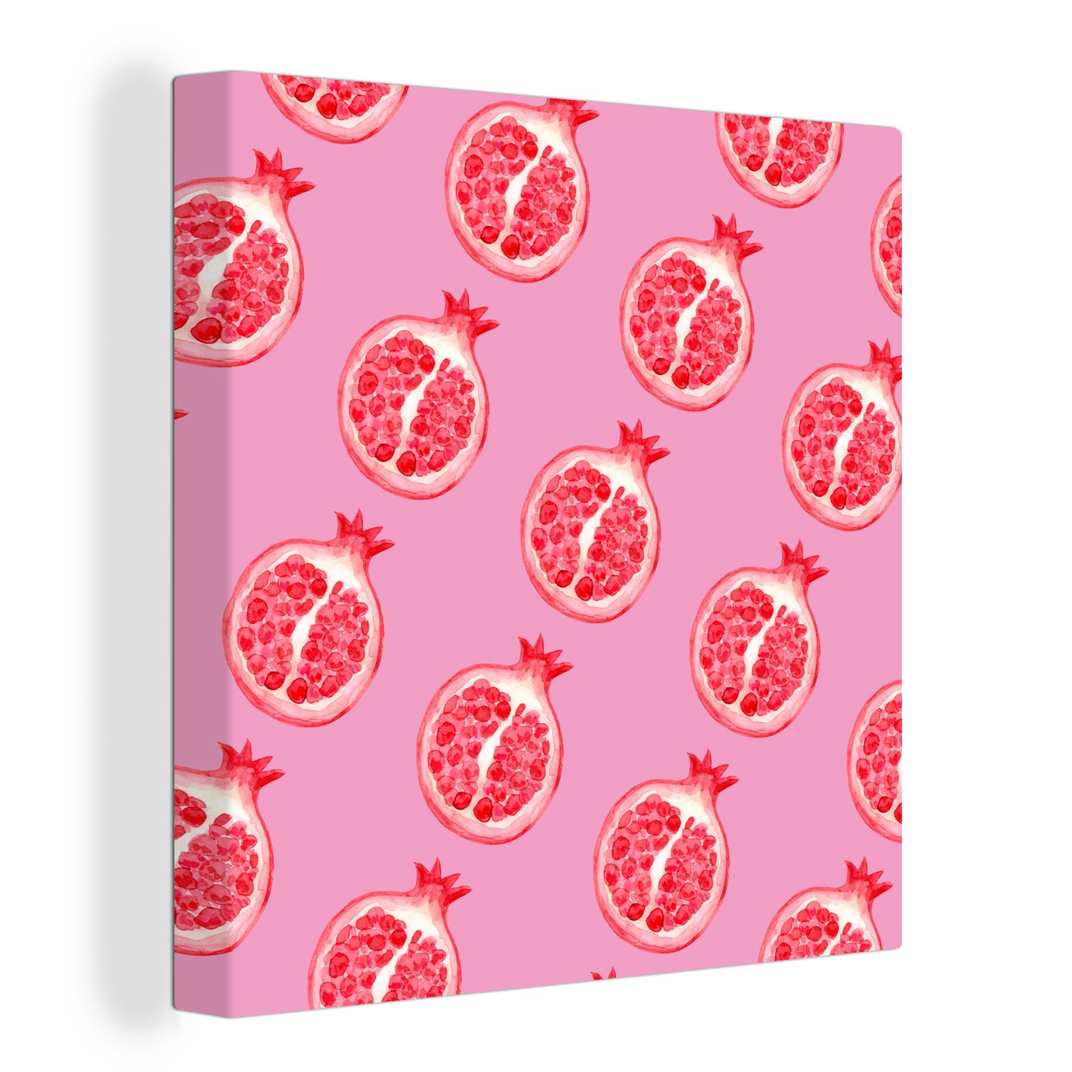 OneMillionCanvasses® Leinwandbild Obst - Rosa - Schablonen, (1 St), Leinwand Bilder für Wohnzimmer Schlafzimmer