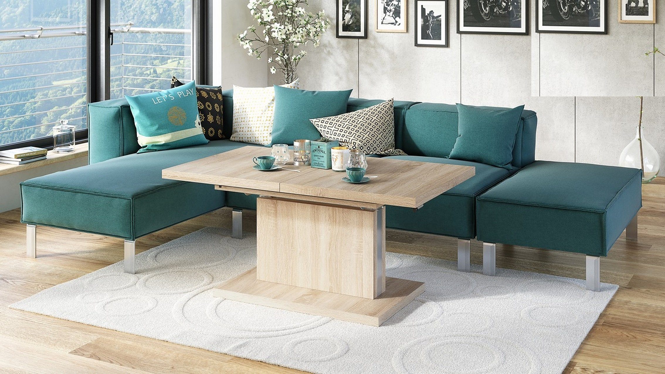Mazzoni Couchtisch Aston Sonoma Eiche stufenlos günstig online kaufen