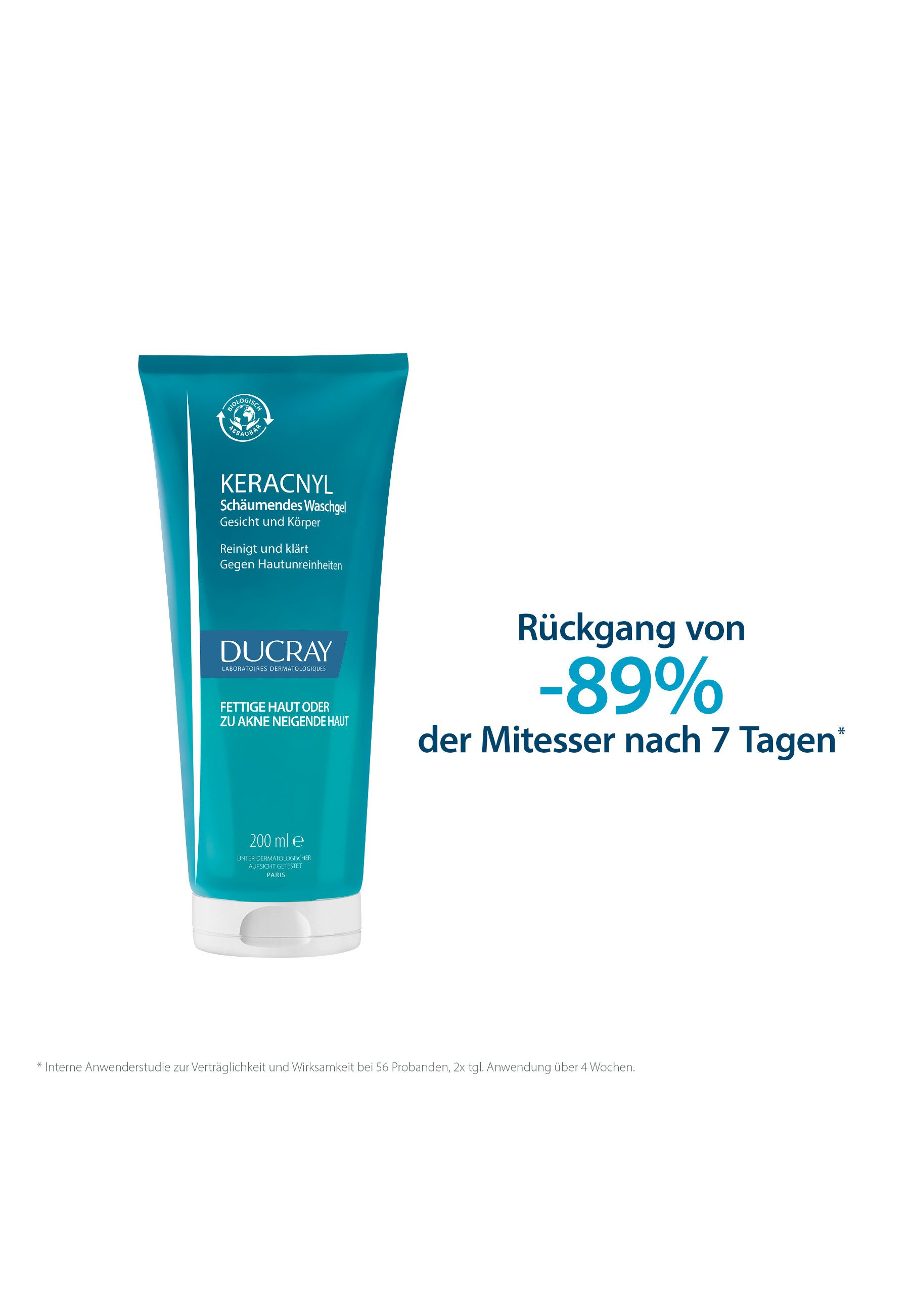 Ducray Gesichtsreinigungsgel KERACNYL Waschgel, hilft Unreinheiten loszuwerden