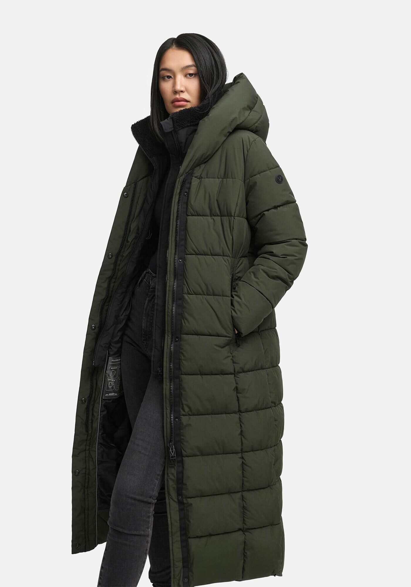 Marikoo Winterjacke Pakoraa extra langer Winter Mantel mit abnehmbaren Innenteil