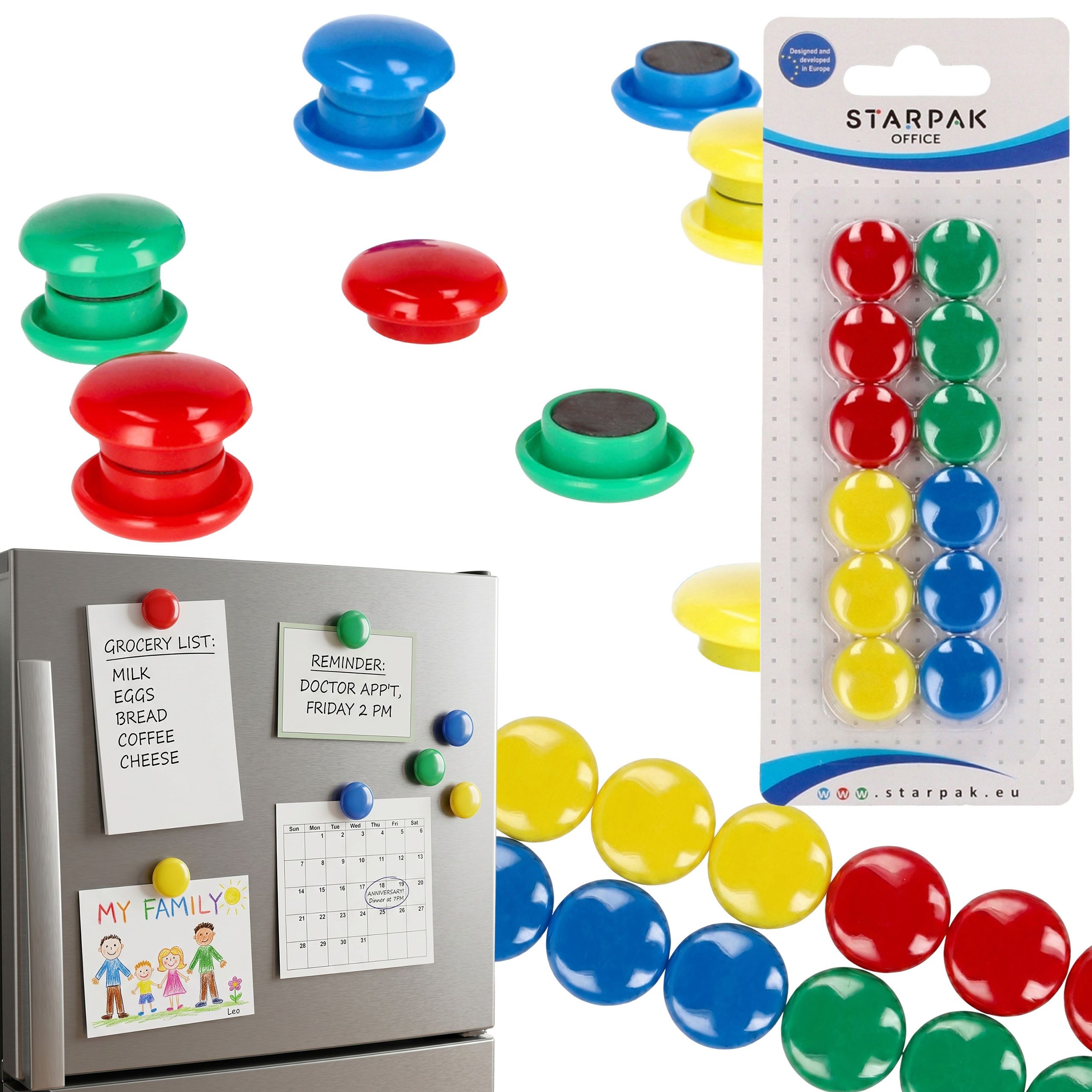 Magnet Bunte Magnete für Whiteboard und Kühlschrank, Ø 22 mm, 12er
