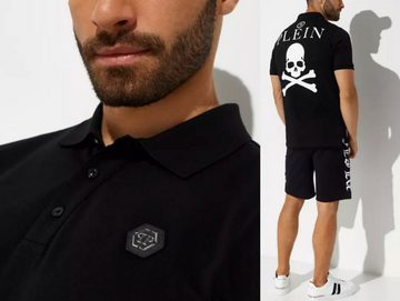 PHILIPP PLEIN Poloshirt PHILIPP PLEIN Polo Shirt Polohemd Leather PP Hexagon Patch Hemd T-shir