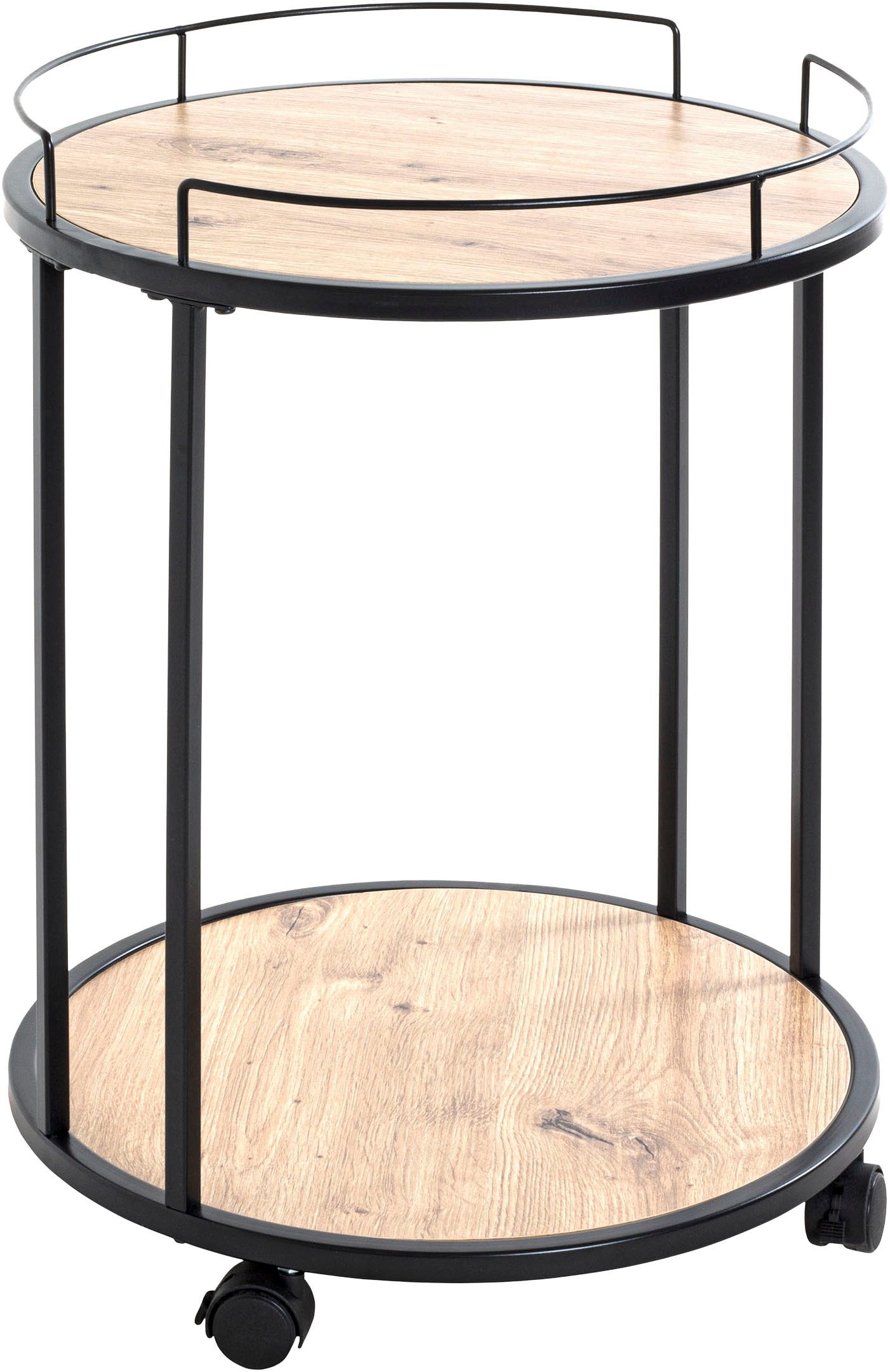HAKU Beistelltisch Rollwagen, Trolley (1-St), rund - aus MDF Braun - Ø/H 45/60 cm