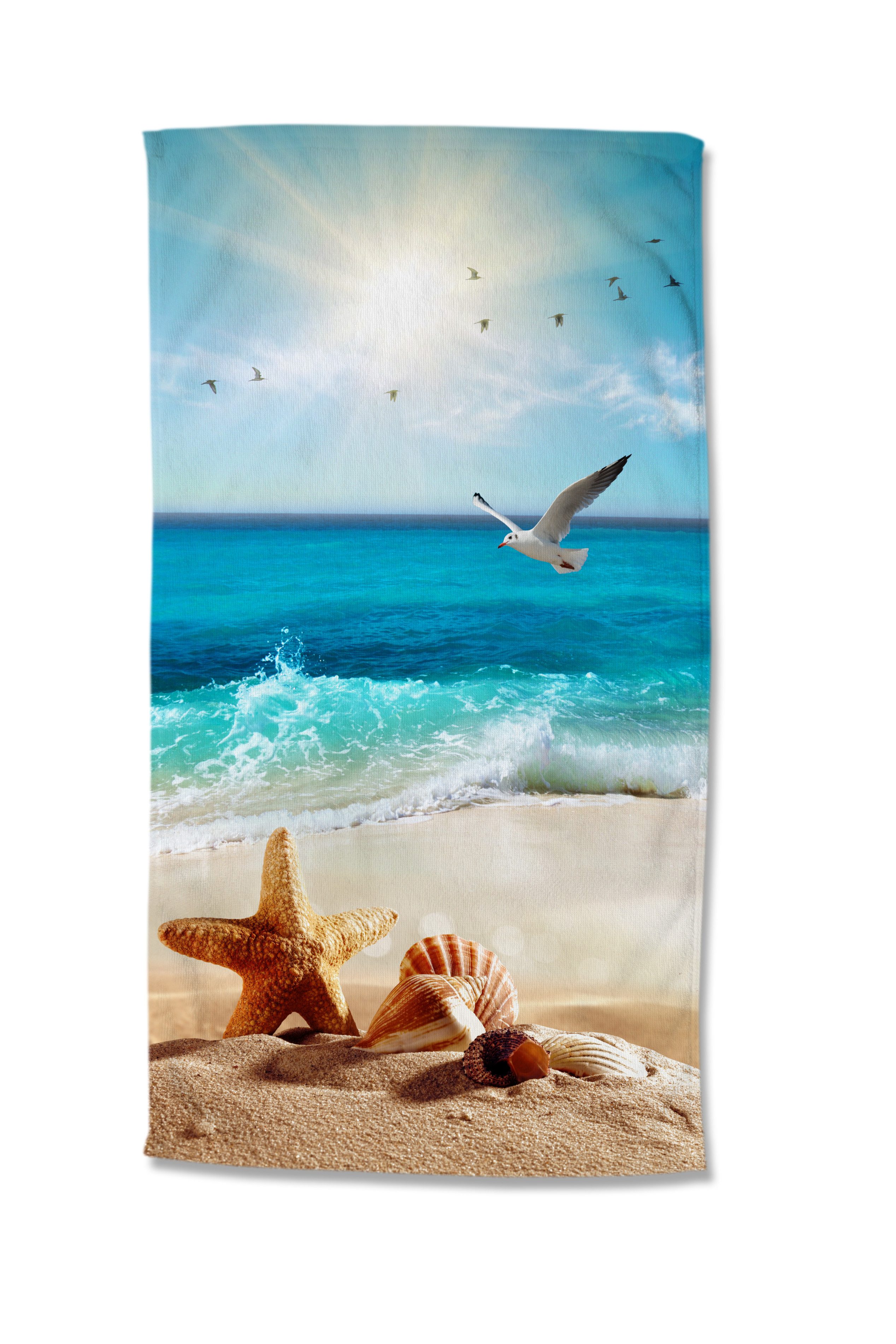 good morning Strandtuch Strandtuch 100x180 cm Frottee Sealife Blumen und Blätter bunt, Frottee (Spar Set, 1-St), 1 x Strandtuch Good Morning 100x180 cm bunt