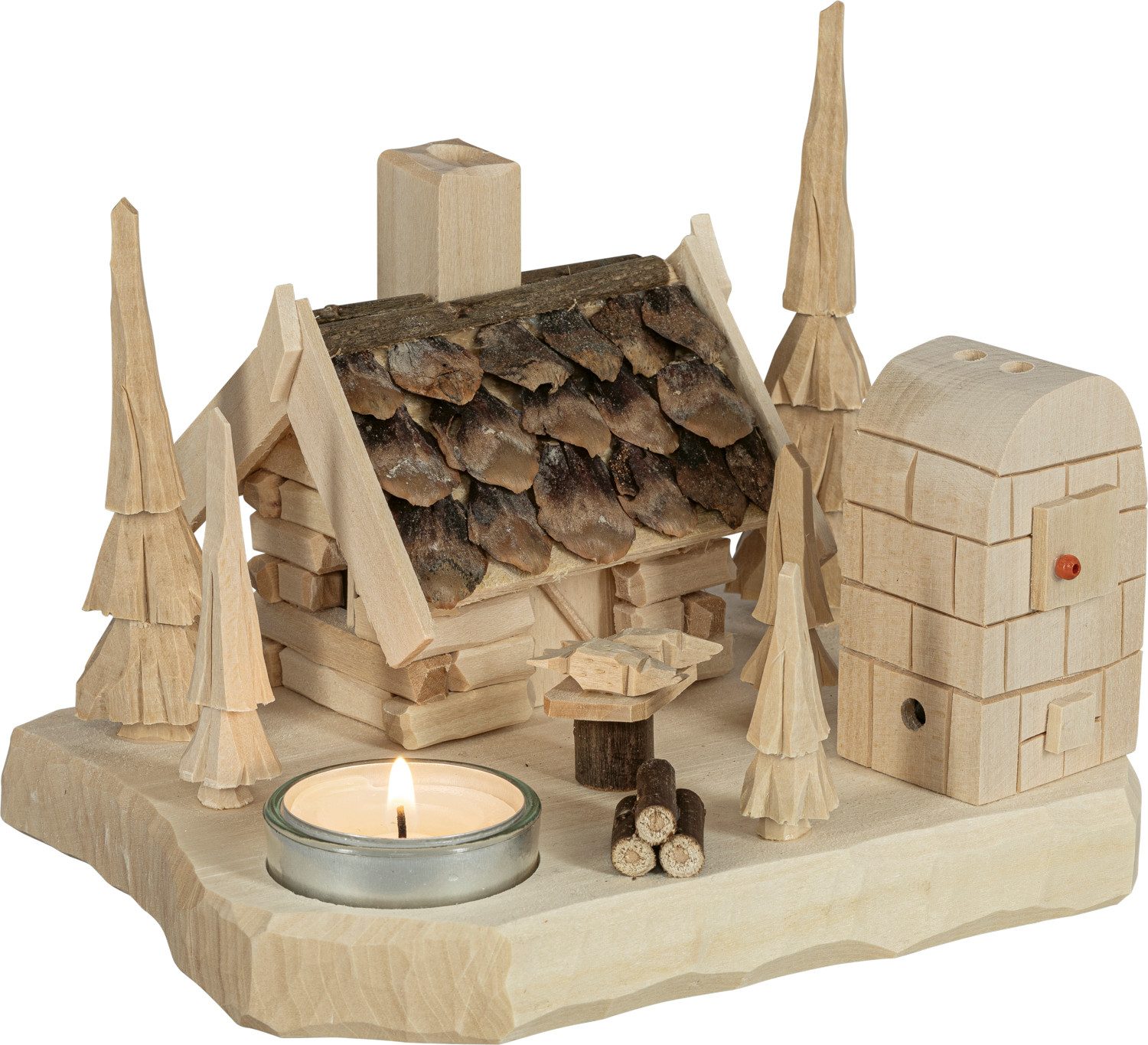 SAICO Original Фигурка курильщик Räucher-Waldhaus, Fischräucherei, für 1 Teelicht, BxHxT: 17x13x14 cm