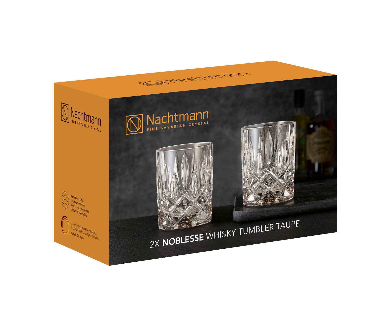 Nachtmann Gläser-Set Noblesse Whiskybecher taupe Set 2tlg, Kristallglas