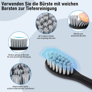 walkbee Elektrische Zahnbürste Schallzahnbürste Elektrische Zahnbürste mit Schalltechnologie, Aufsteckbürsten: 4 St., zahnbürste,Schallzahnbürste für Zahnpflege, Electric toothbrush für Erwachsene 3 Putzmodi