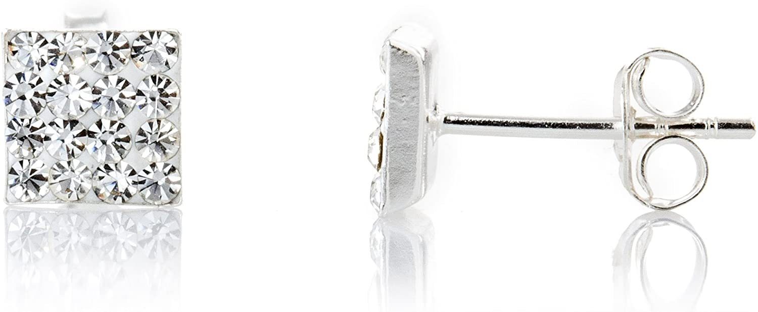 Karisma Paar Ohrstecker Ohrstecker Silber 925 Mit Kristall Elements Unisex Weiss 6mm