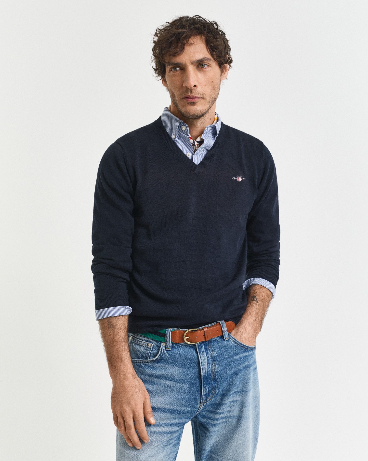 Gant V-Ausschnitt-Pullover Classic Cotton V-Neck Premium Strickjersey aus w günstig online kaufen