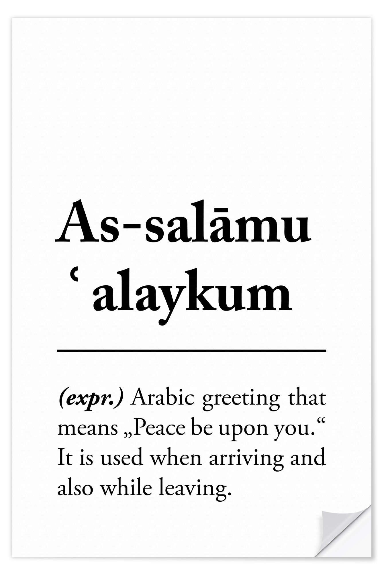Posterlounge Wandfolie Typobox, As-salāmu ʿalaykum Definition (Englisch)