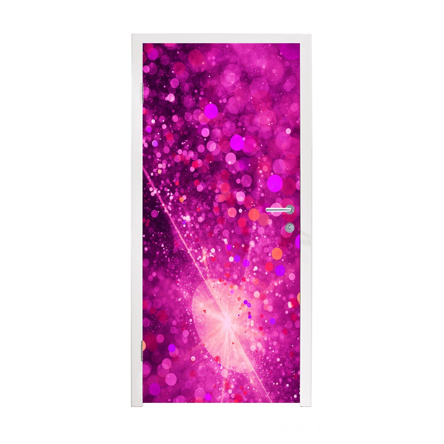 MuchoWow Türtapete Violette Geometrie mit Licht, Matt, bedruckt, (1 St), Fototapete für Tür, Türaufkleber, 75x205 cm