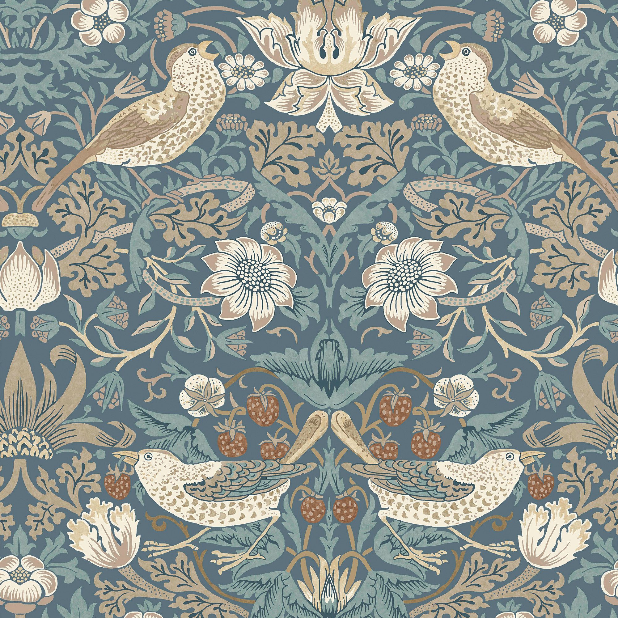 WILLIAM MORRIS AT HOME Vliestapete Strawberry Thief, glatt, Motiv, (1 St), Design Tapeten