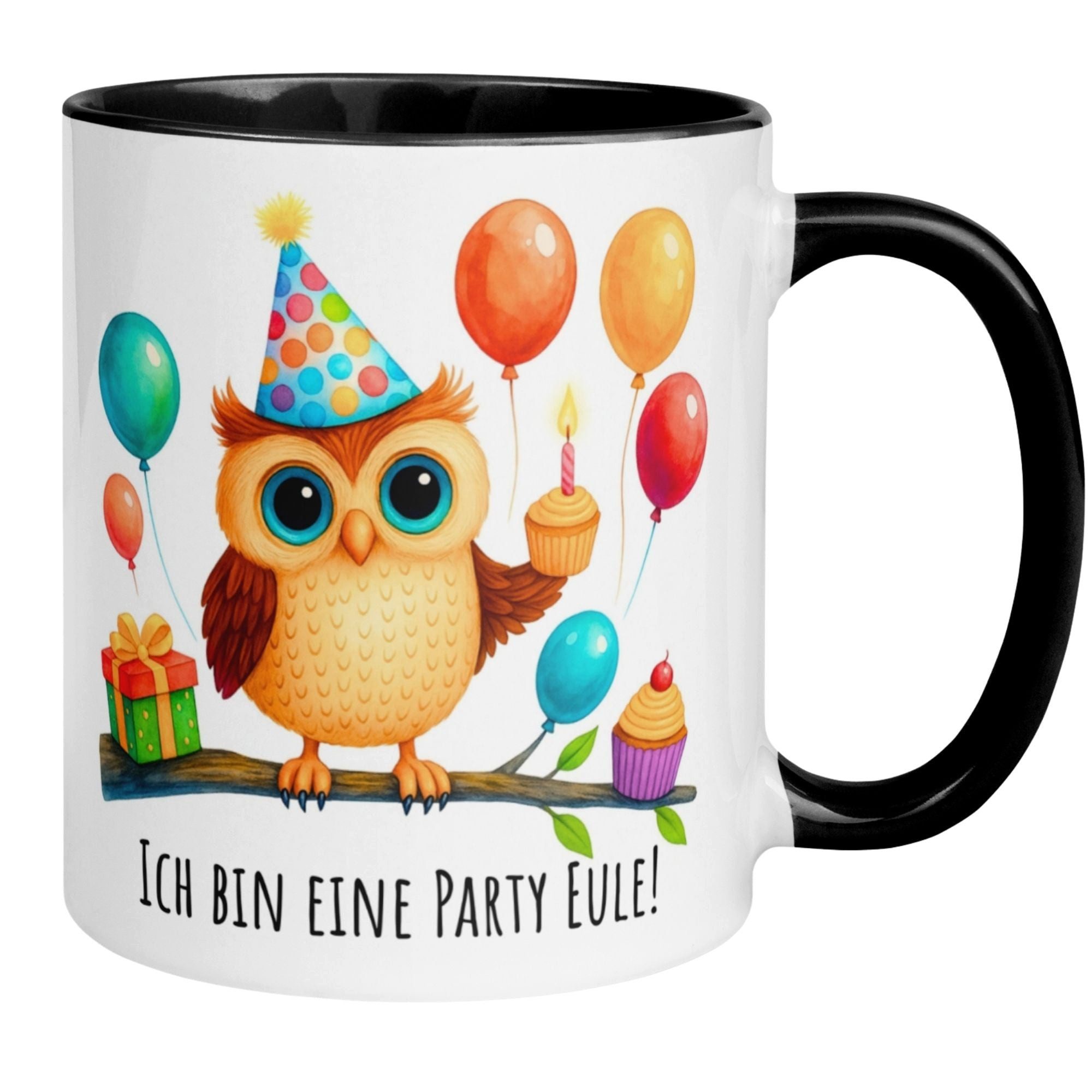 Momentals Tasse Eule – „Ich bin eine Party Eule“ – lustiger Eulen Geschenk Geburtstag, Gratis Versand · Links-&Rechtshänder · Spülmaschinenfest