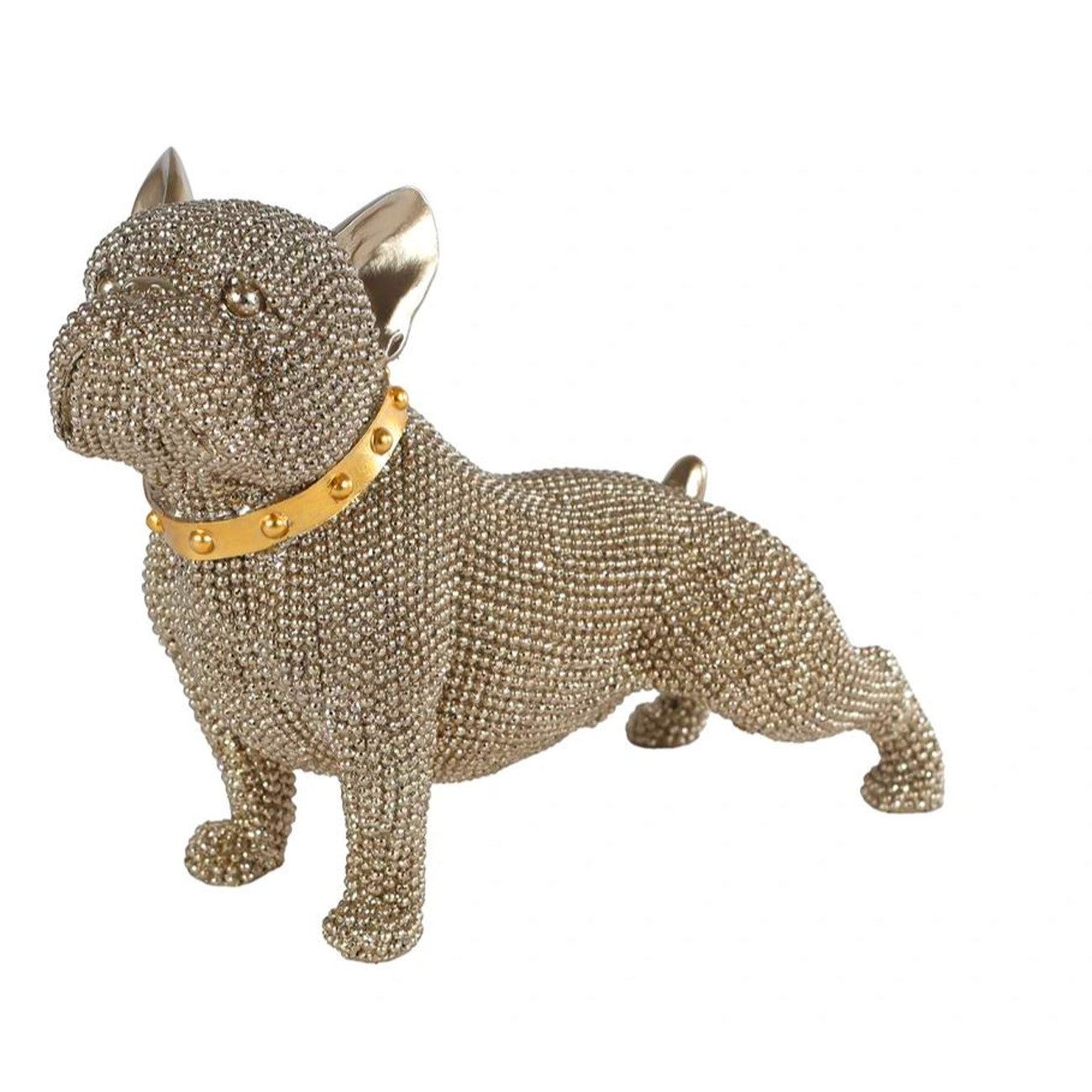 Macosa Home Dekofigur Hund Gold 22 cm Glitzernde Hundefigur Polystone (modern, Edle Аксессуары для дома & Geschenkidee), Dekohund Wohnaccessoire für Regal, Tisch, Sideboard