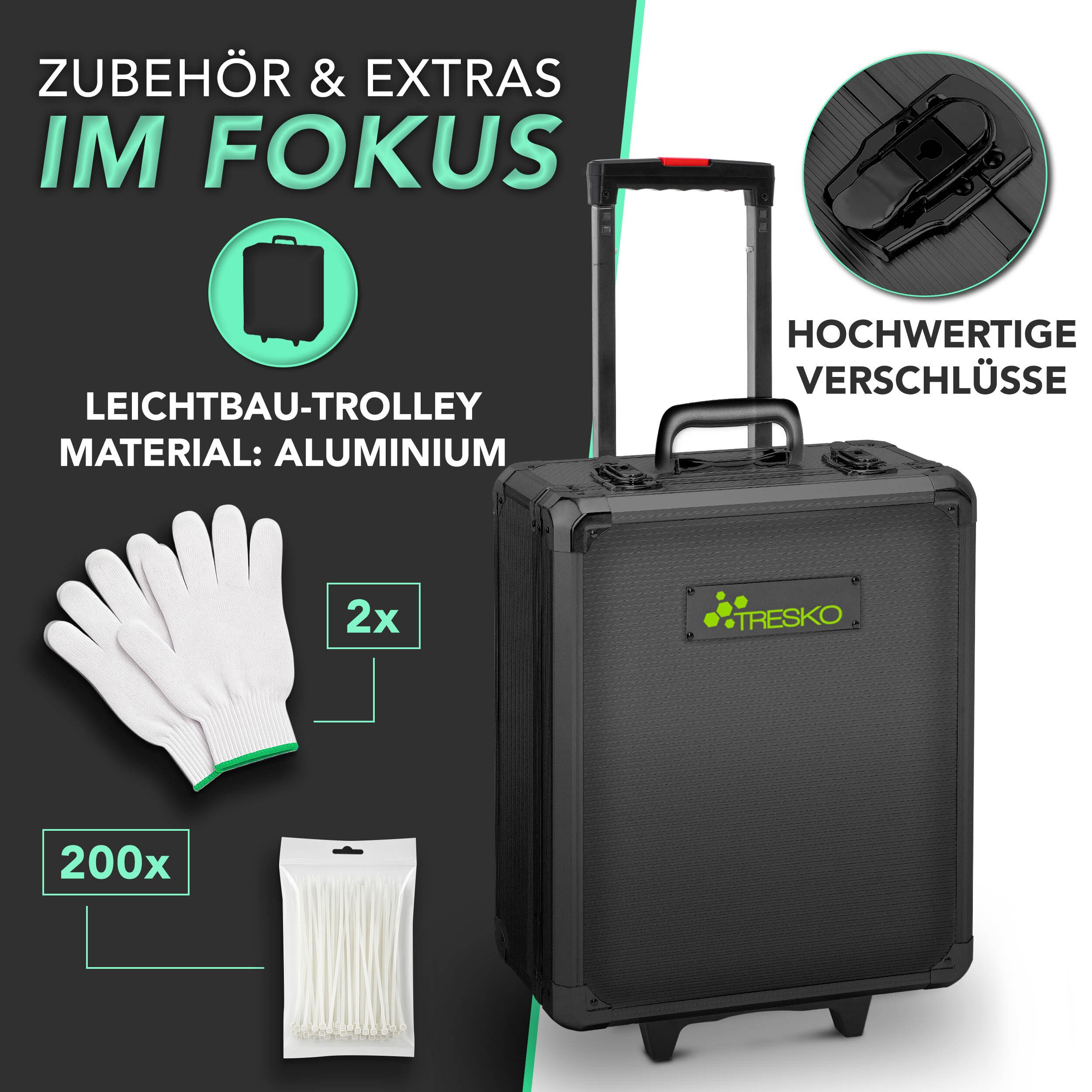 TRESKO Werkzeugset Werkzeugkoffer 1400 teilig XXL Set Werkzeugkasten gefüllt, (Chrom-Vanadium Stahl), Werkzeugkiste Profi Werkzeugtasche Werkzeug-Trolley – Bild 4 von 5