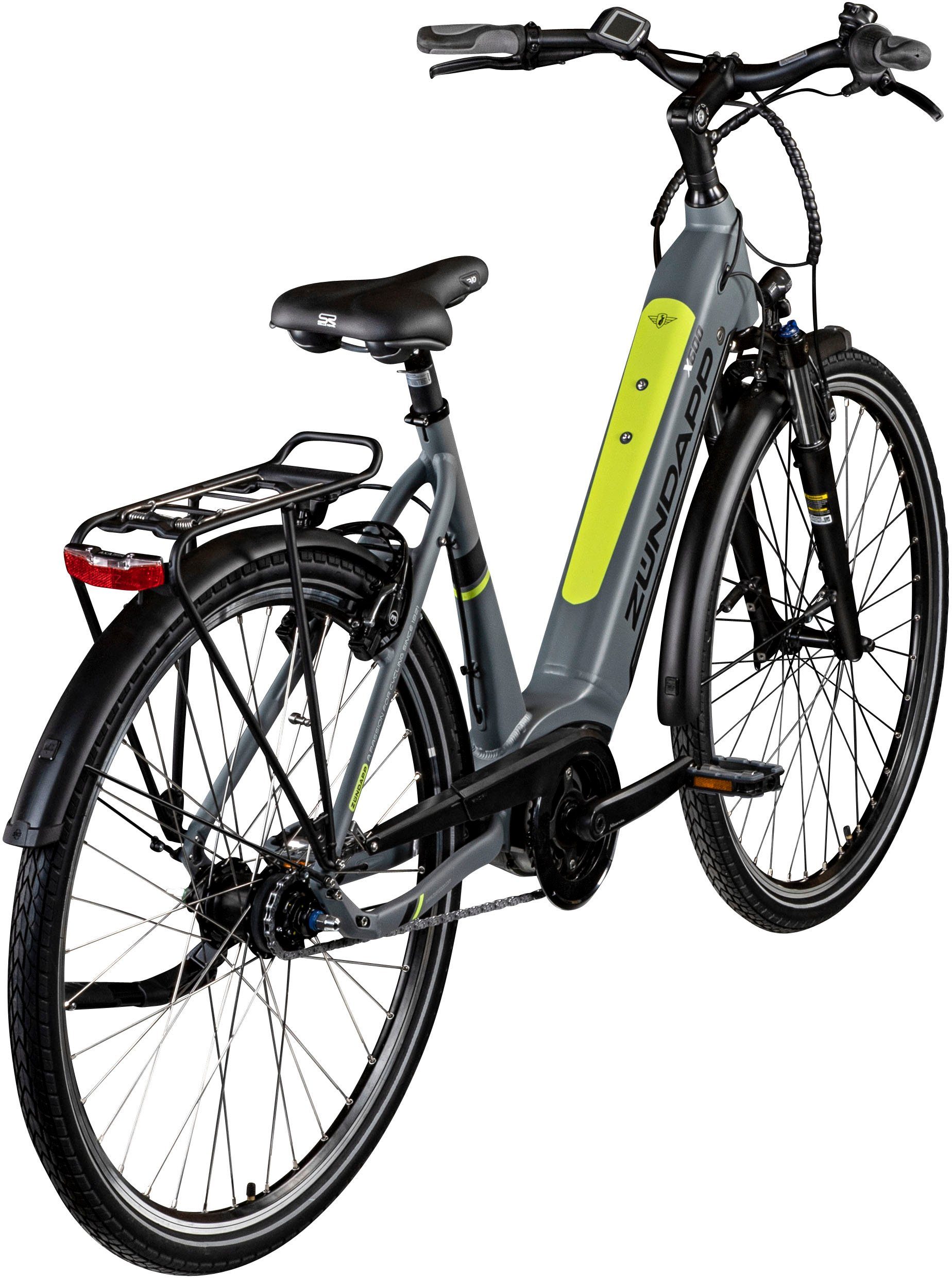 Zündapp E-Bike Cityrad X600 - Bosch Mittelmotor, 7 Gang Shimano Nexus Schaltwerk, Nabenschaltung, Mittelmotor, 400 Wh, Pedelec, Elektrofahrrad für Damen u. Herren