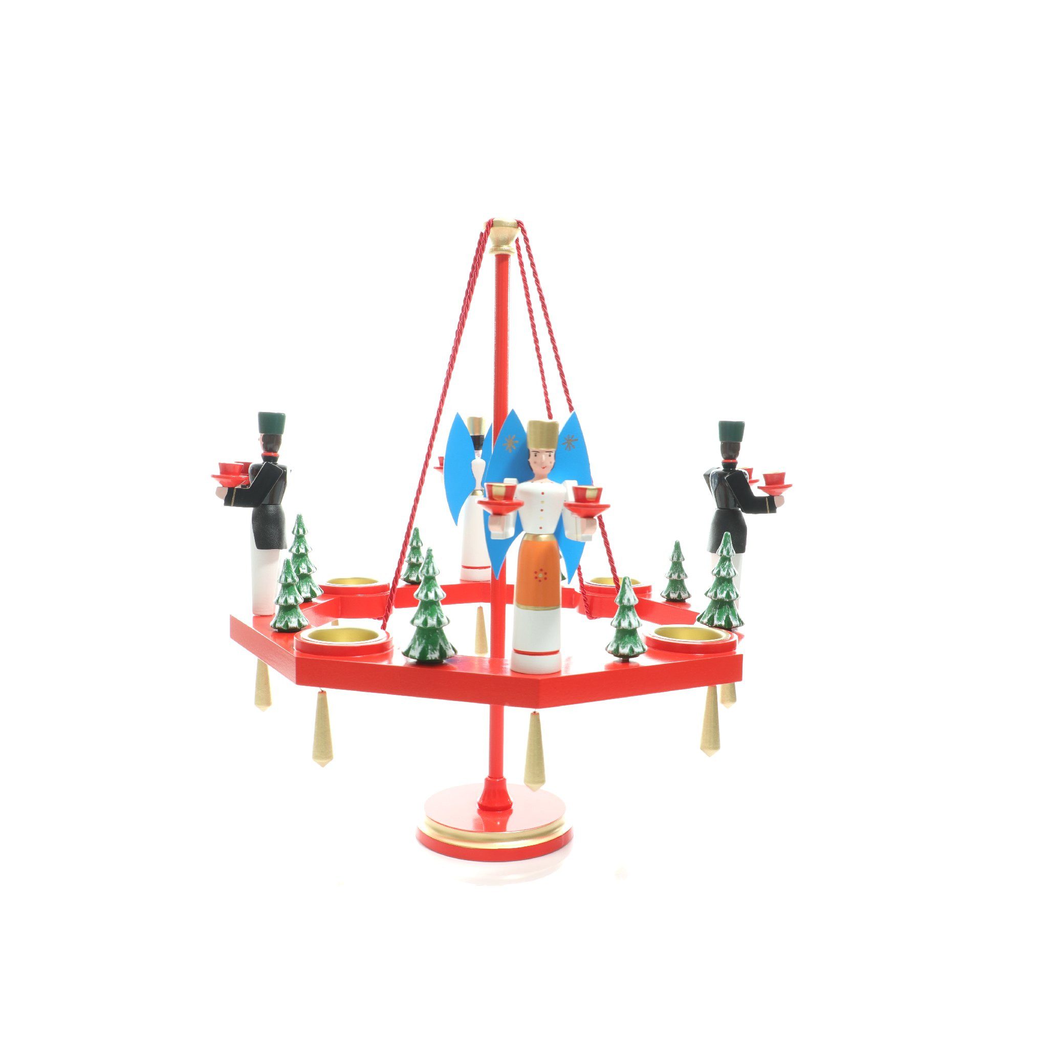 Adventsleuchter Kerzenhalter Tischkranz rot Engel und Bergmann BxT = 38x38cm NEU