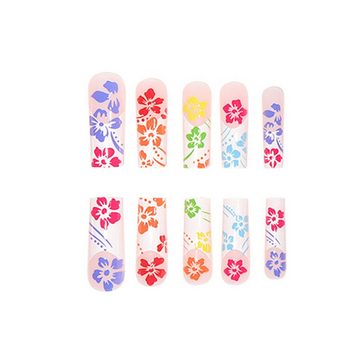 YRIIOMO Kunstfingernägel Lange tragbare Nägel mit bunten Blumennägeln