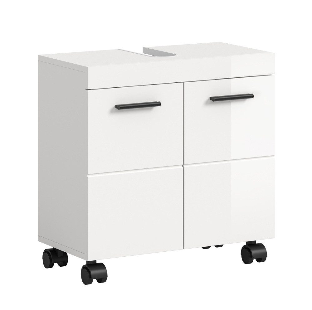 xonox.home Waschbeckenunterschrank Waschbeckenunterschrank Nova, mit Türen, weiß Hochglanz Waschbeckenunterschrank