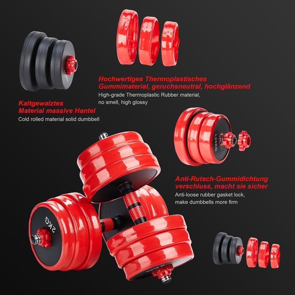 Melko Kurzhantel Hantel 4in1 Set Kurzhantel Langhantel Gewichte 20, 30 & 40 KG Fitness, (Set, Premium-Trainingsset), Geräuscharm und Bodenschonend
