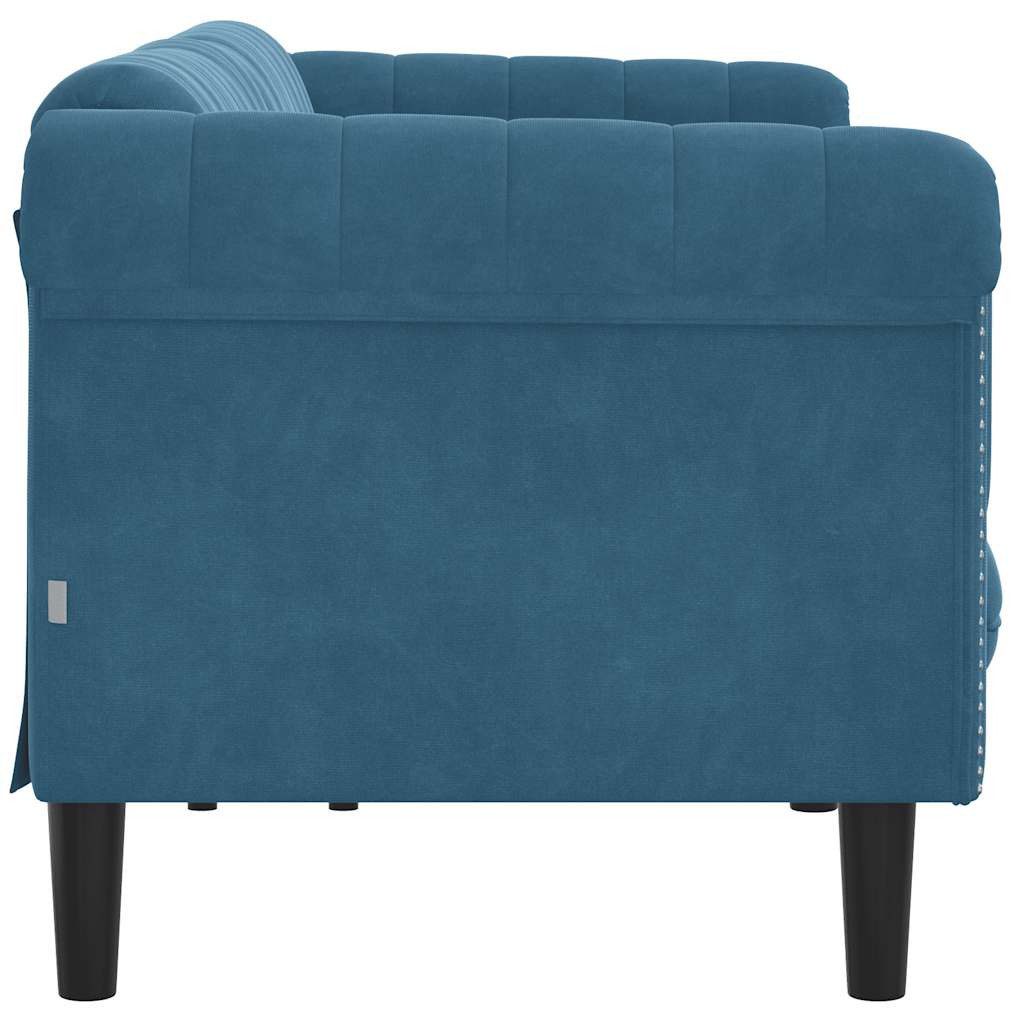vidaXL Sofa Sofa 3-Sitzer Blau Samt, 1 Teile