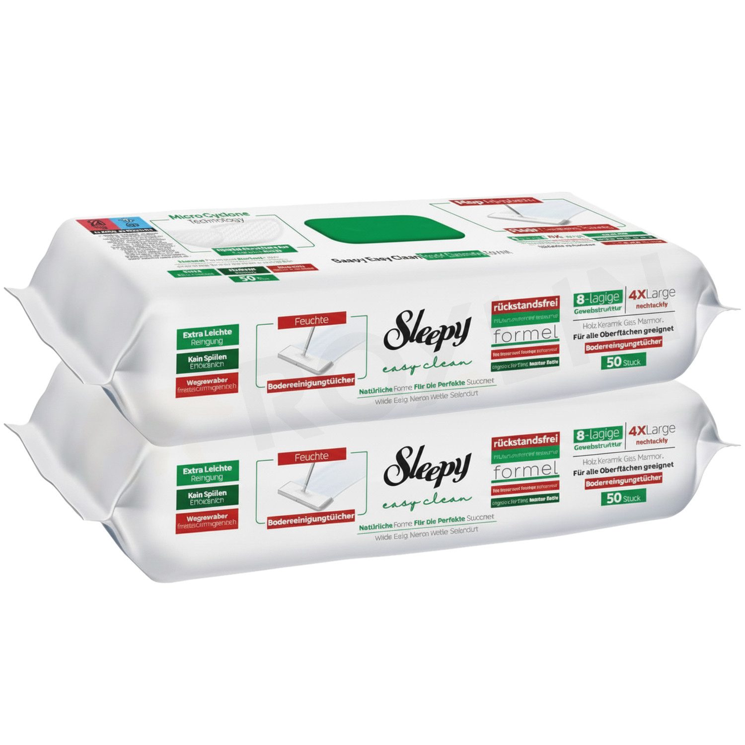 Roxlin Sleepy Easy Clean Bodenwischtuch 8lagig XLarge Super Soft Ultra Strong Fussbodenreiniger (2-St)