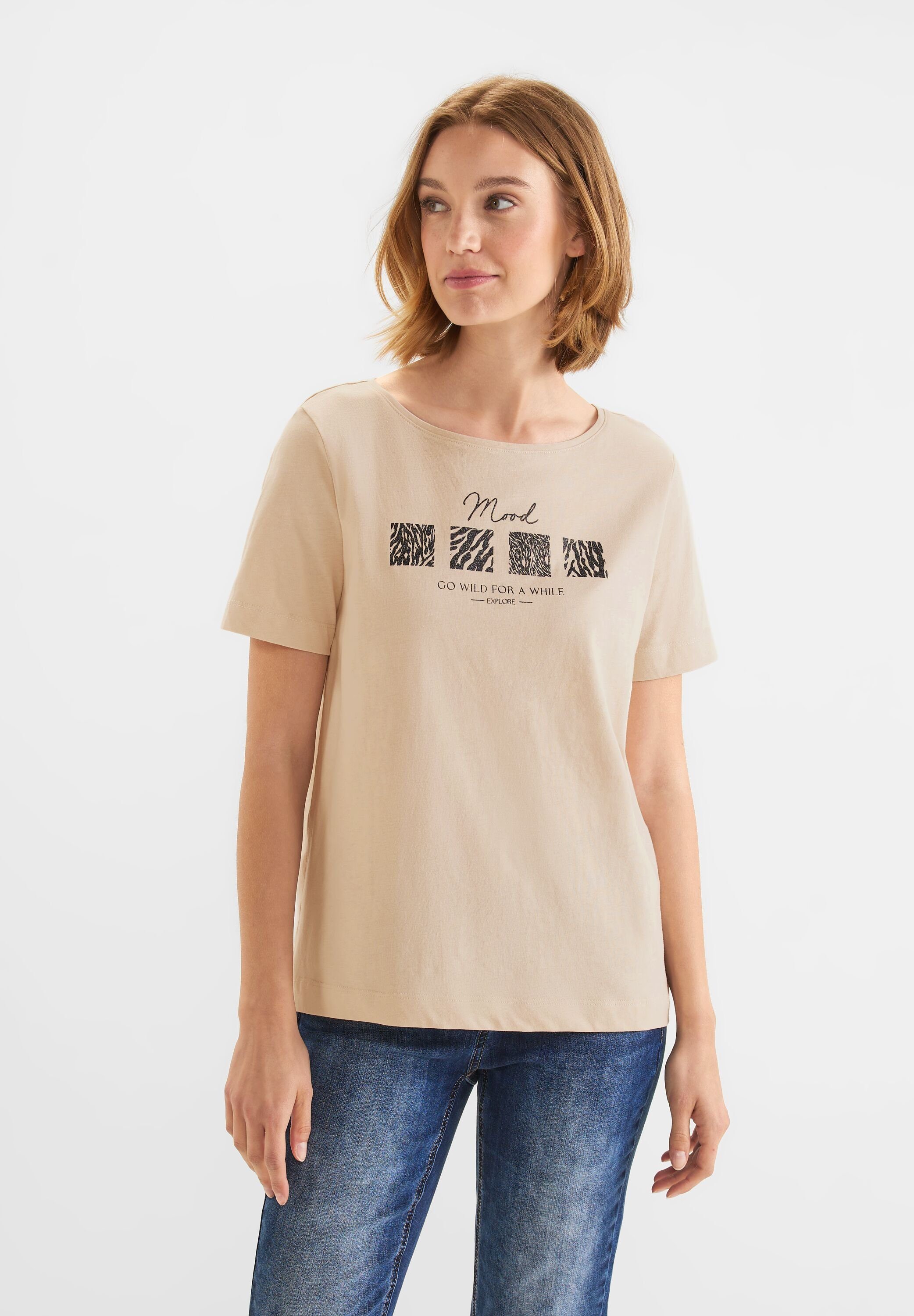 light ONE Baumwolle aus T-Shirt sand reiner STREET smooth