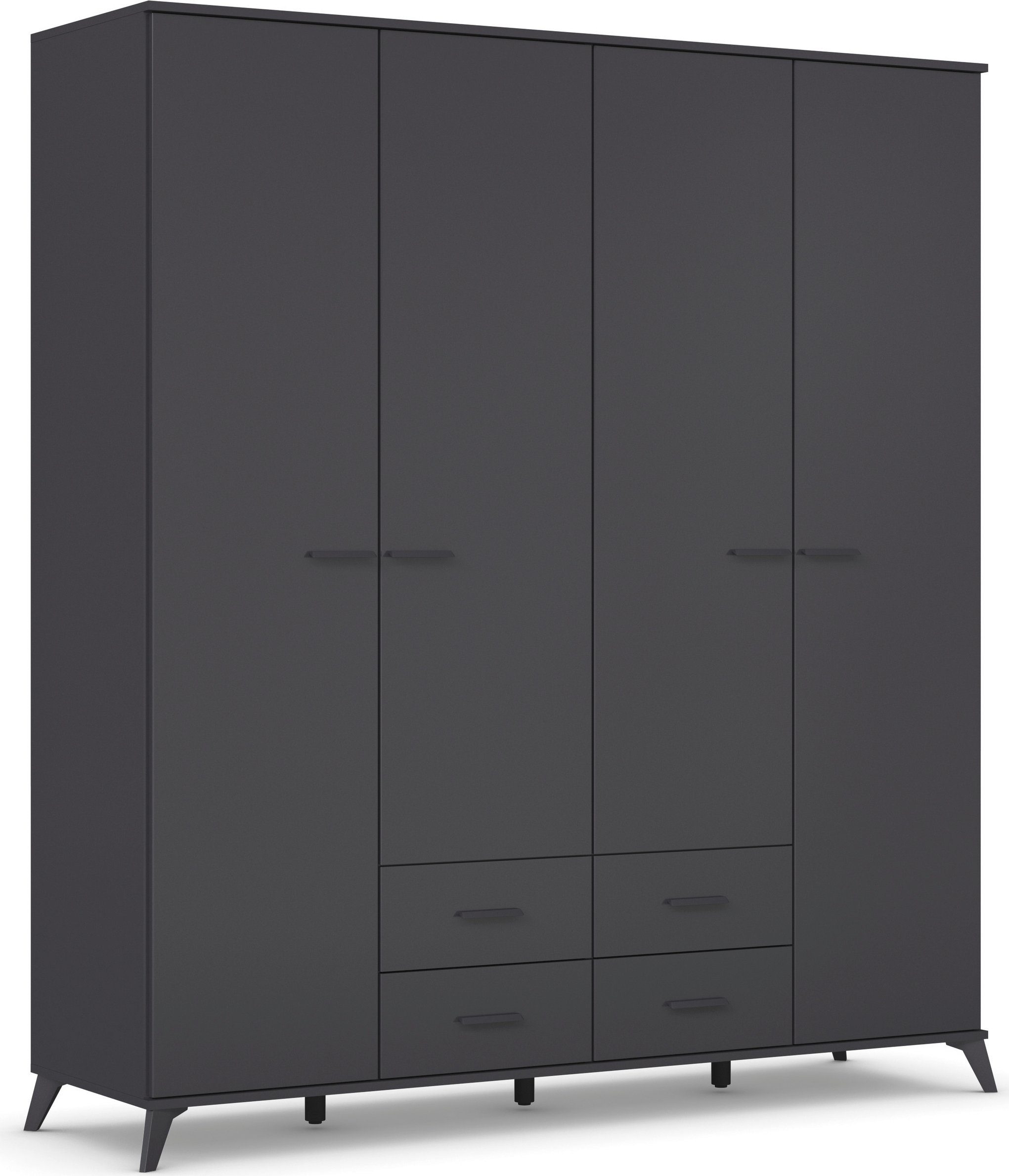rauch Drehtürenschrank Lucena mit schräg ausgestellten Füßen im Monochrom-Stil
