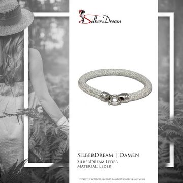 SilberDream Silberarmband SilberDream Leder Armband weiß 6mm (Armband), Armbänder für Damen aus 925 Sterling Silber, Farbe: weiß