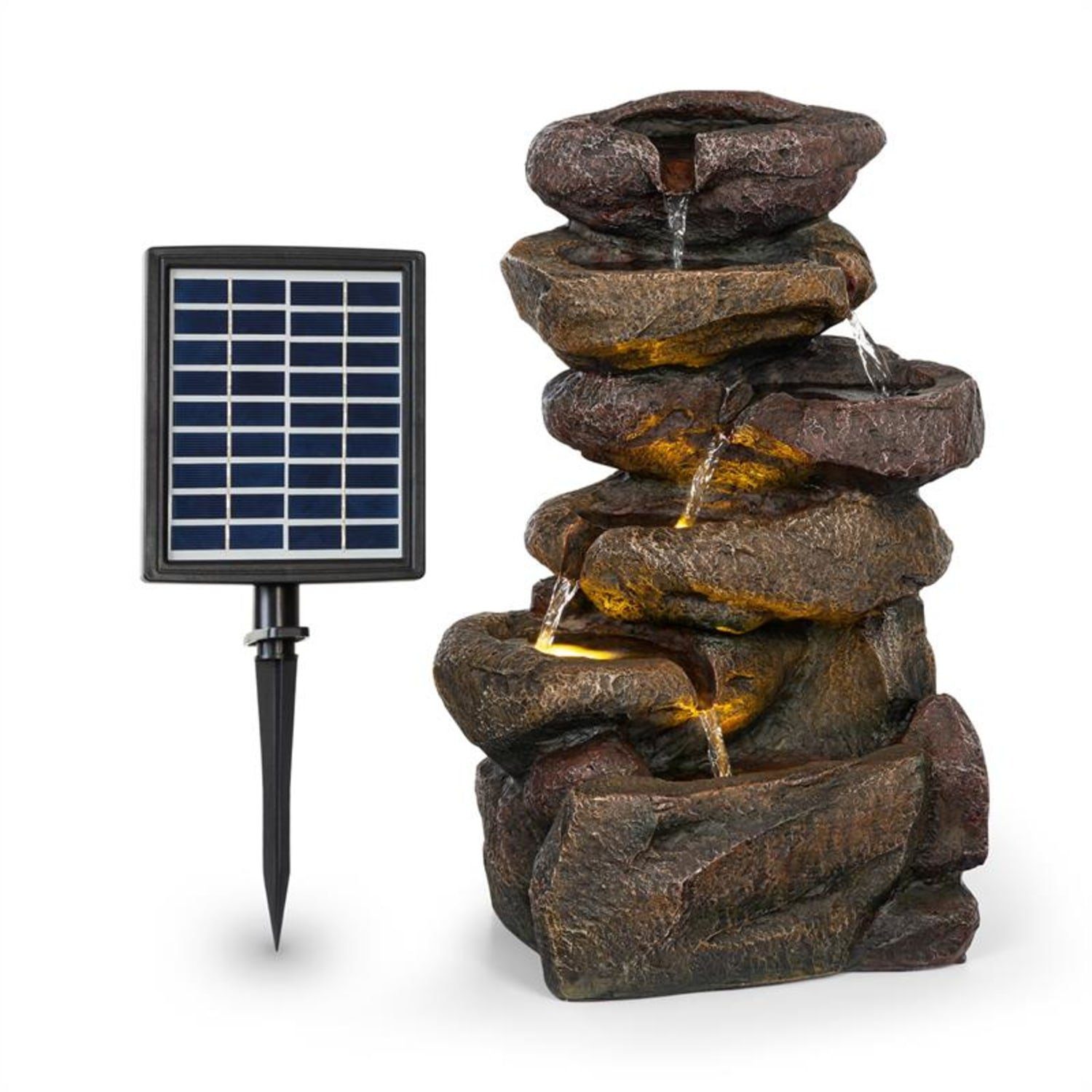 inkl. zier (Set, outdoor Pumpe,Solarpanel;LED-Beleuchtung Wasserspiel Anschlussmaterial), und Breite, terasse cm led-beleuchtung 30 spring blumfeldt solar brunnen Solarbrunnen, Savona zimmer