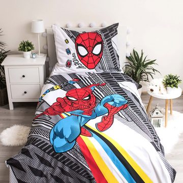 Bettdecke + Kopfkissen, Spider-Man Baumwollbettwäsche, Bettwäsche für Kinder 140x200cm, Sarcia.eu