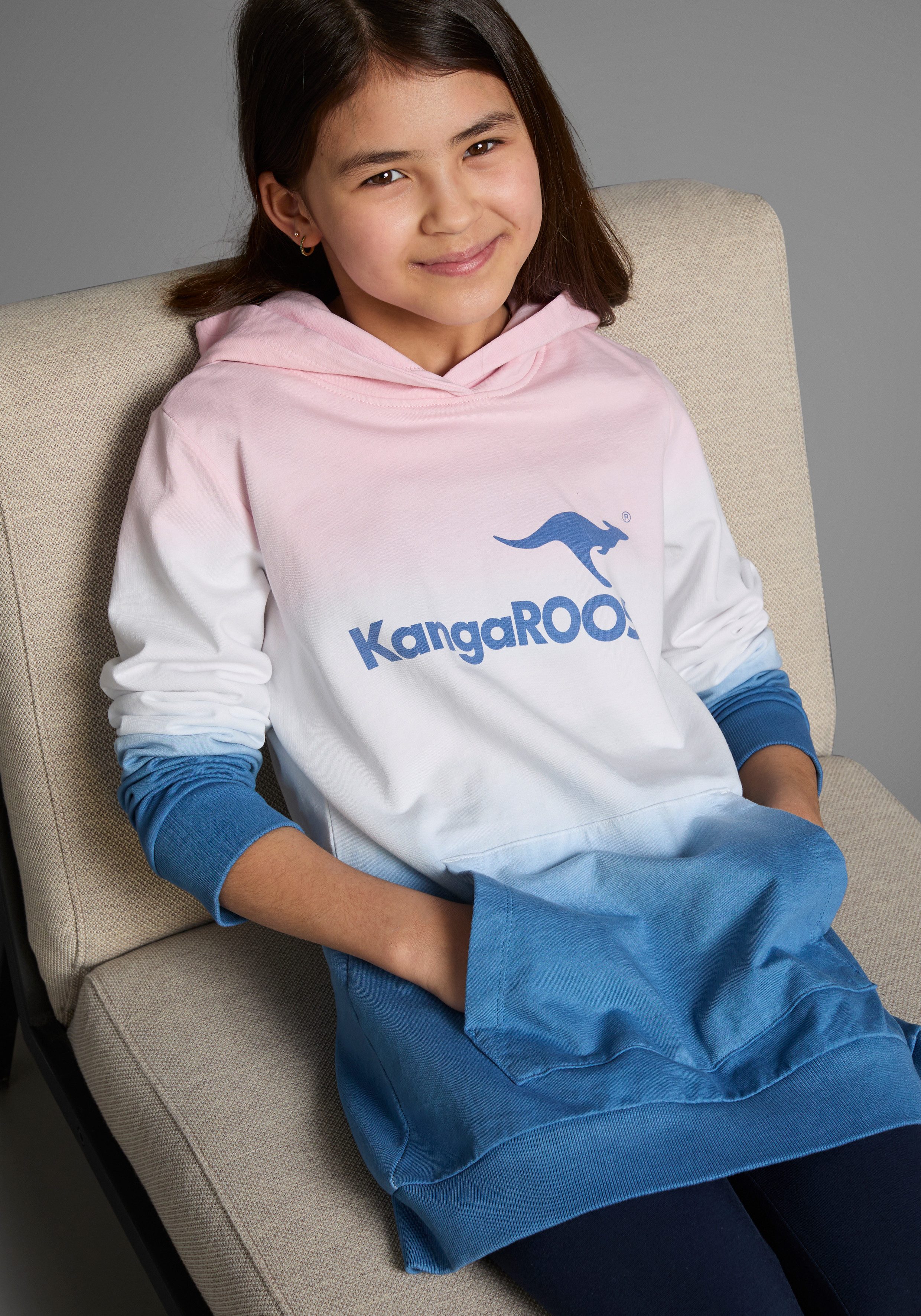 Kapuzensweatshirt, Longsweatshirt mit Farbverlauf