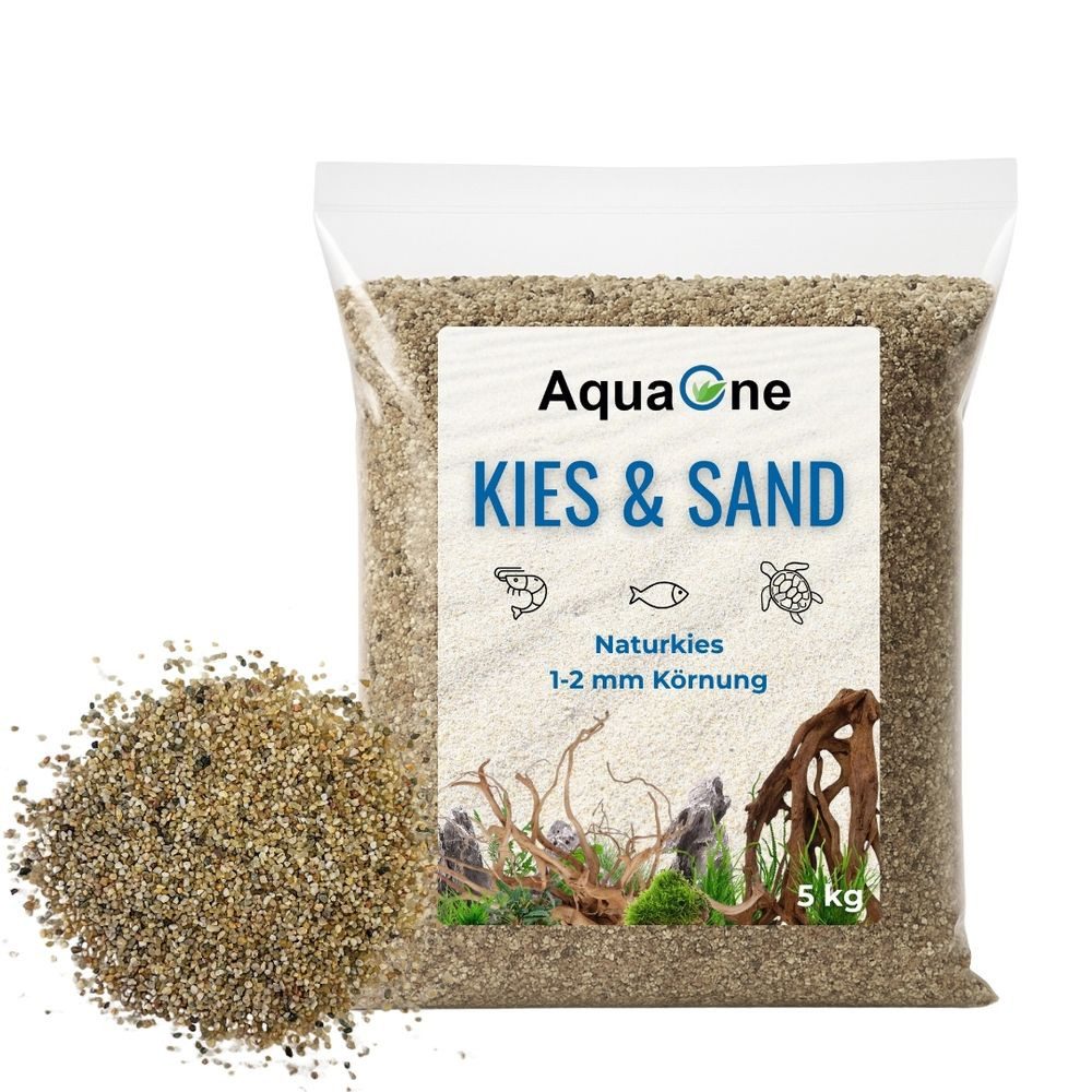 Aquaone Aquarienkies 5 kg Naturkies Beige Mittel (2-3 mm) – Premium Bodengrund für Aquarien