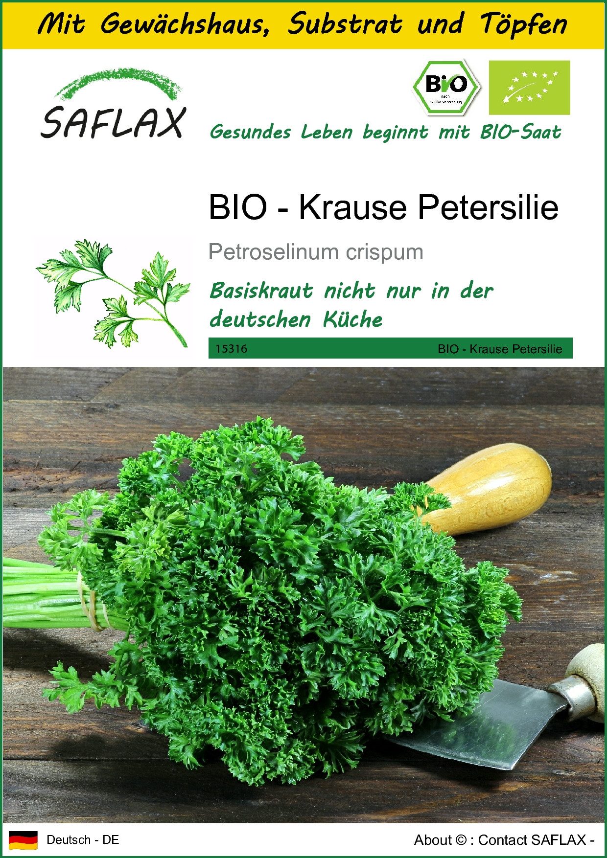 SAFLAX Kräutersamen SAFLAX - Anzuchtset - BIO - Krause Petersilie