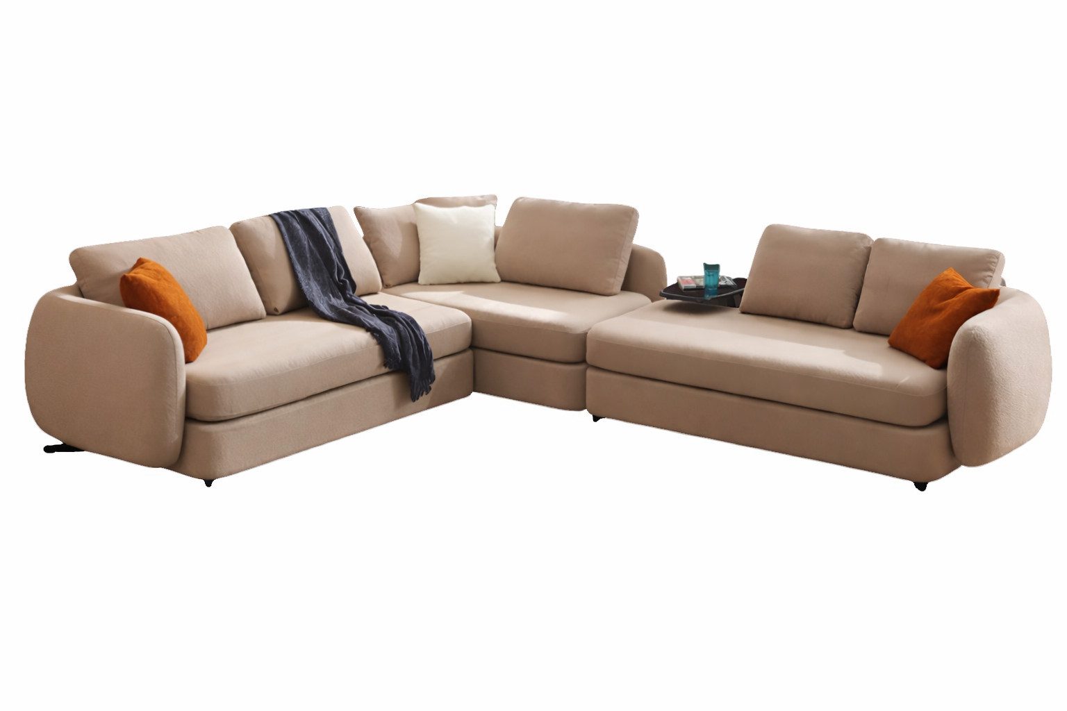 JVmoebel Ecksofa Beiges Polstersofa mit Metallfüßen und L-Form, 1 Teile