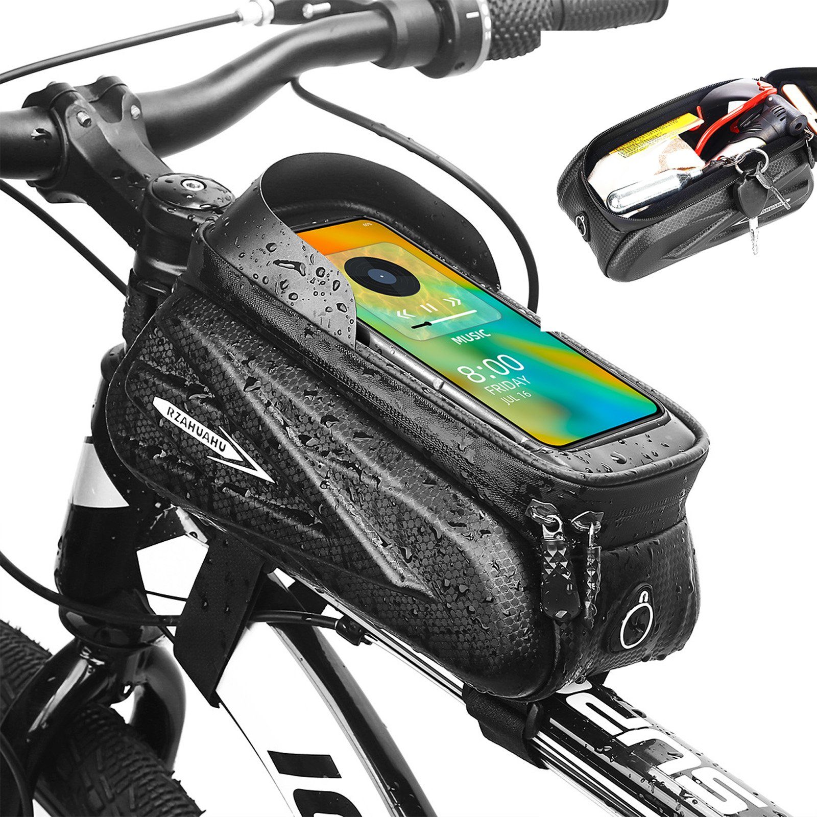 CALIYO Fahrradtasche »Fahrrad Rahmentasche wasserdichte Fahrrad  Handyhalterung«, mit Regenschutz für Handy unter 7.2''