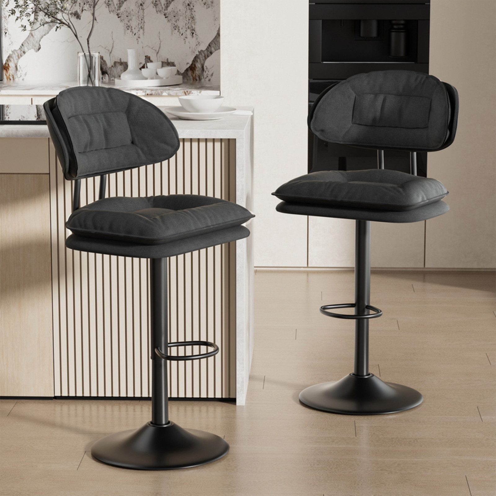 HawthyHome Barhocker 2er Set, Ergonomische Gepolsterte Barstühle mit Rücken günstig online kaufen