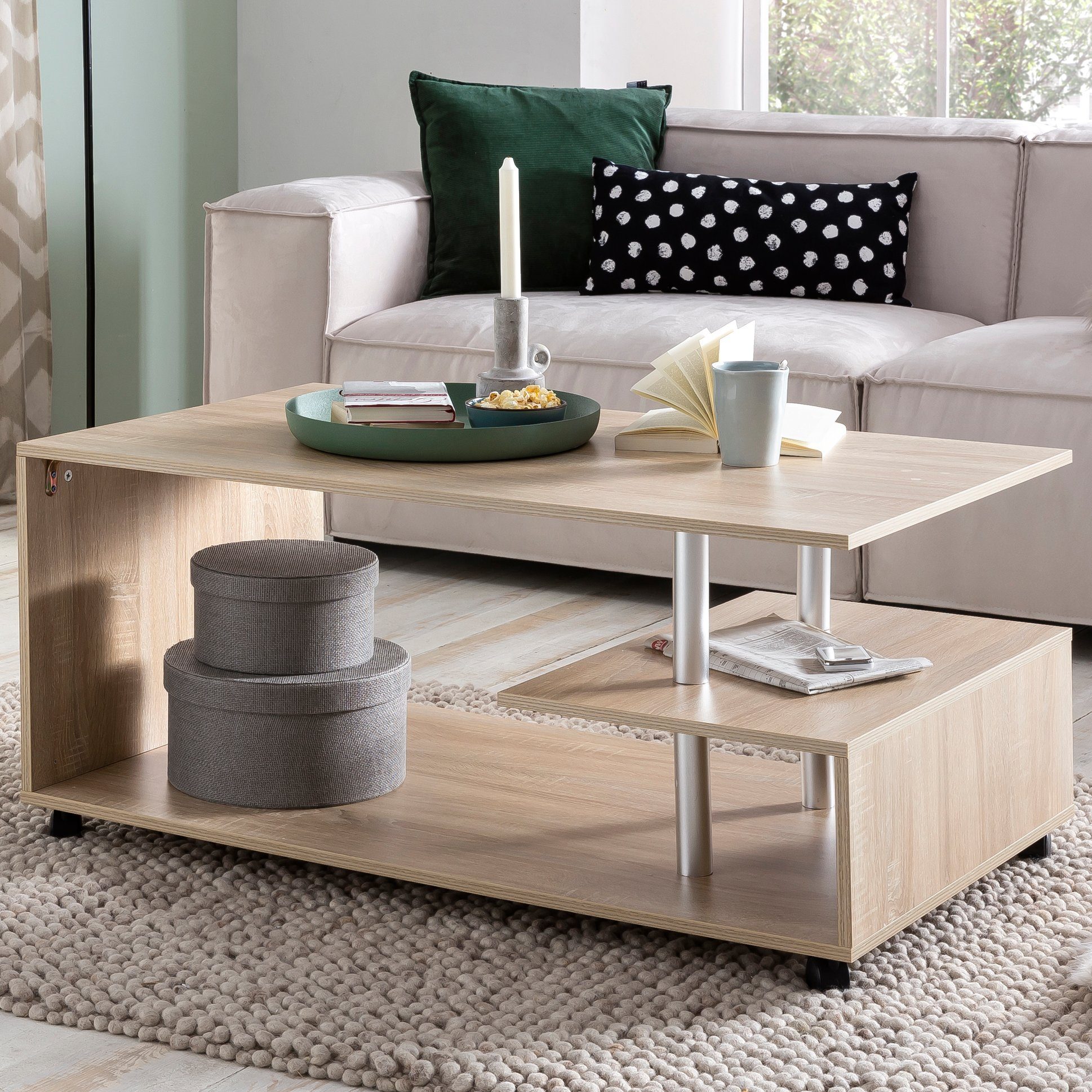 FINEBUY Couchtisch SuVa13575_1 (105x48,5x60cm, Sofatisch Sonoma günstig online kaufen