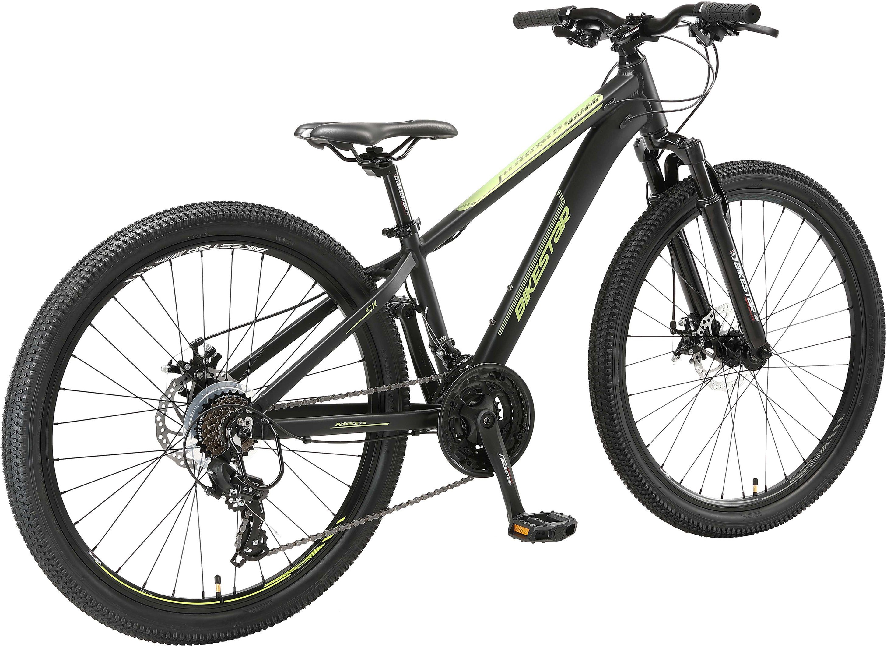 Bikestar Mountainbike, 21 Gang Shimano RD-TY300 Schaltwerk, Kettenschaltung, für Damen und Herren, Kettenschaltung