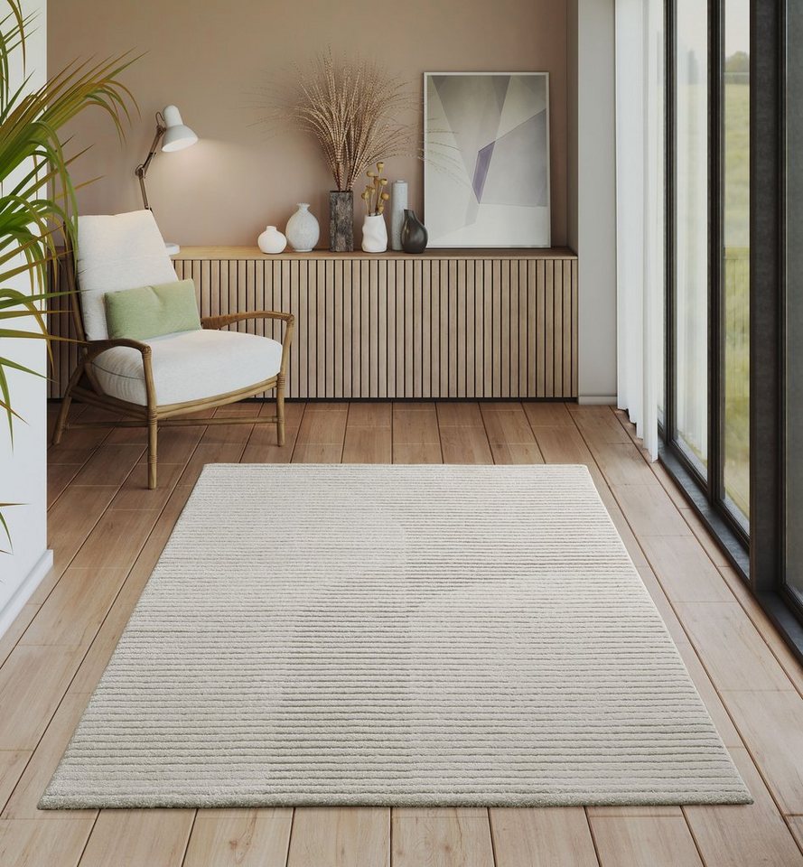 Teppich Everest moderner Kurzflor Teppich mit Hoch-Tief-Effekt, Wohnzimmer,  the carpet, Rechteck, Höhe: 14 mm, 3D Effekt, hohe Flordichte und angenehm  weich, exklusives Design, EFFEKT: Hoch-Tief-Effekt für eine faszinierende  und dynamische Optik