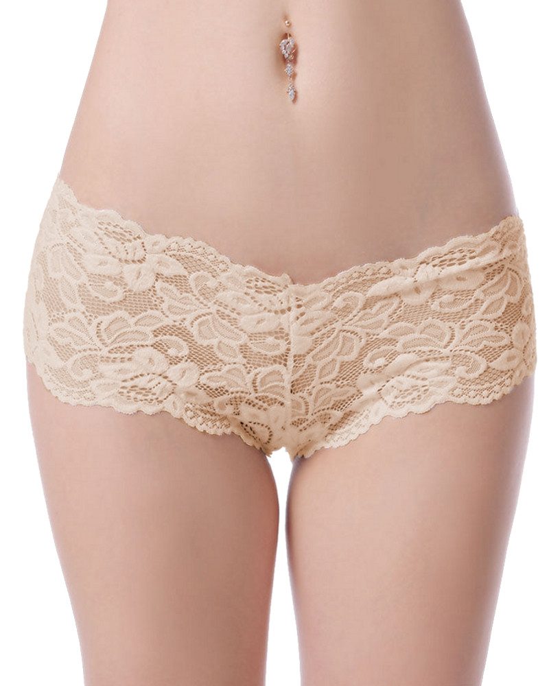 Lau-Fashion Slip 2er Set Unterwäsche Panty Brazilian Blumen Spitzen Unterhose S/XL