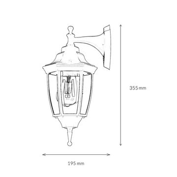 Licht-Erlebnisse Außen-Wandleuchte LYON, ohne Leuchtmittel, Außen Wandlampe Rustikal Aluminium Glas IP44 Weiß Laterne Garten Haus