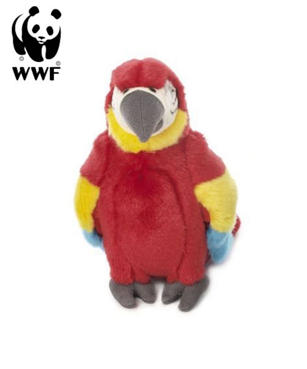 WWF Kuscheltier Plüschtier Hellroter Ara Papagei (18cm), stehend