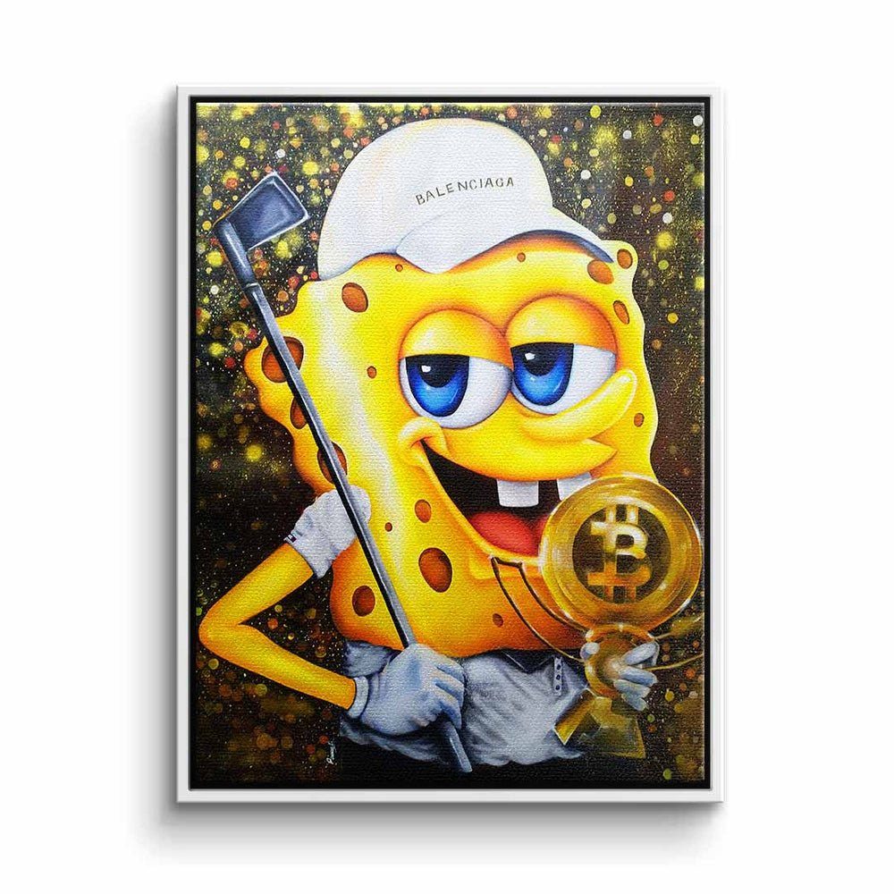 DOTCOMCANVAS® Leinwandbild, Premium Motivationsbild - Bitcoin Golfer - designed by Pamelyi