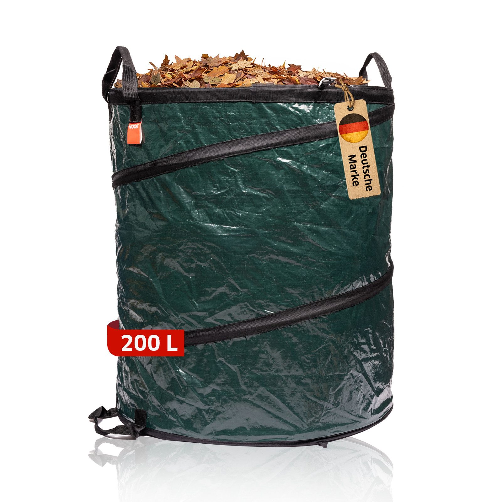 NOOR Gartensack POP-UP faltbar, 200 l, standfester Laubsack für Gartenabfälle & Grünschnitt