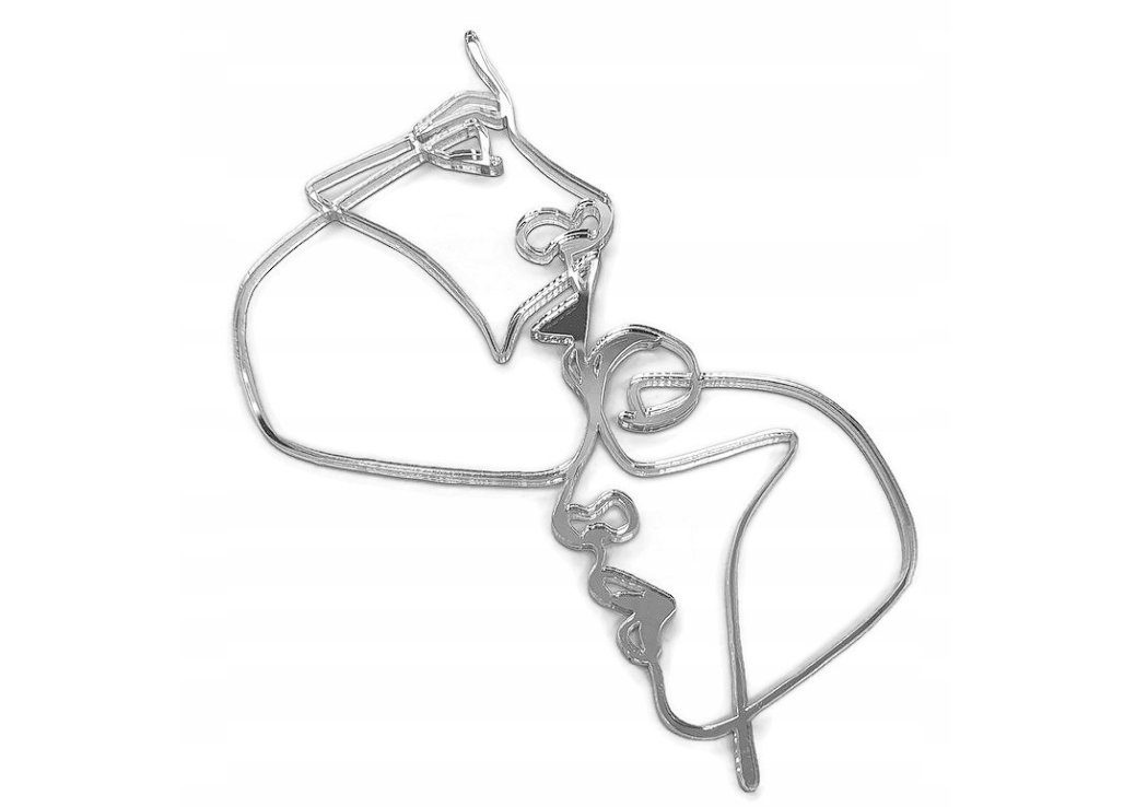 Festivalartikel Tortenstecker Eleganter Torten-Topper mit linearen Gesichtern - Gold/Silber