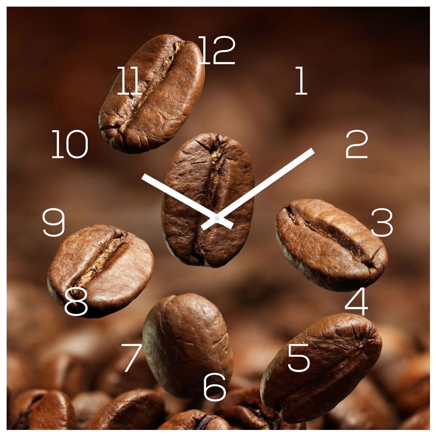 Levandeo® Wanduhr (Wanduhr Alu-Dibond 30x30cm Uhr Alubild Küche Kaffee Coffee Cafe)