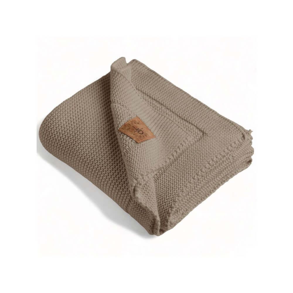 Babydecke Baby Strickdecke, Babydecke, %100 Bio Baumwolle, 80x100cm, Braun, Little Dedi