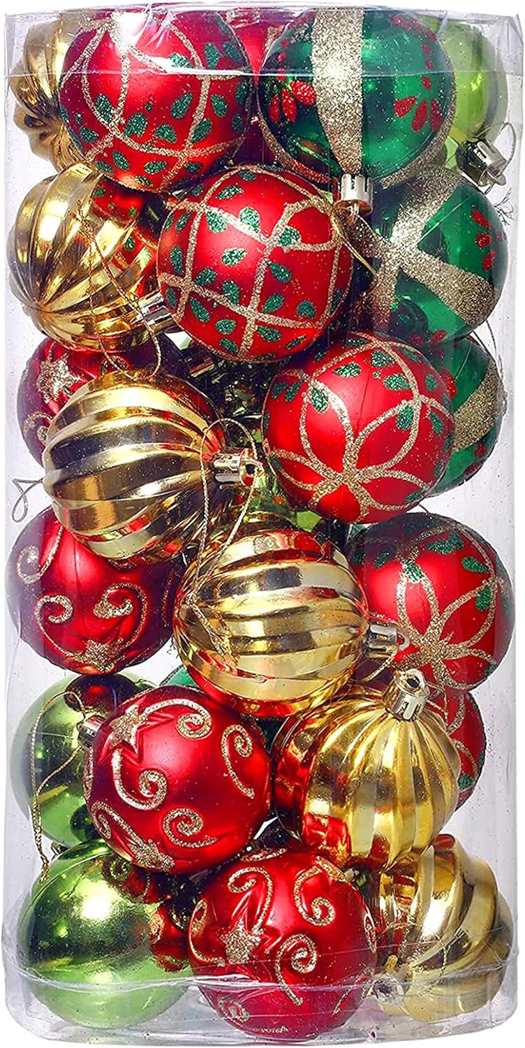 Coonoor Weihnachtsbaumkugel 30ct/ 60mm Weihnachtskugeln Ornamente, bruchsichere